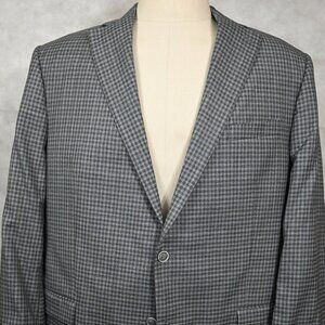 NEW $595 Hart Schaffner Marx Chicago Fit Wool Gray and Blue Plaid Sport Coat 50L